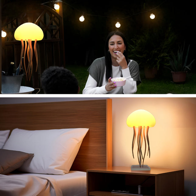 Jellyfish Lamp Night Light - Rechargeable LED Mood Light with Tentacles