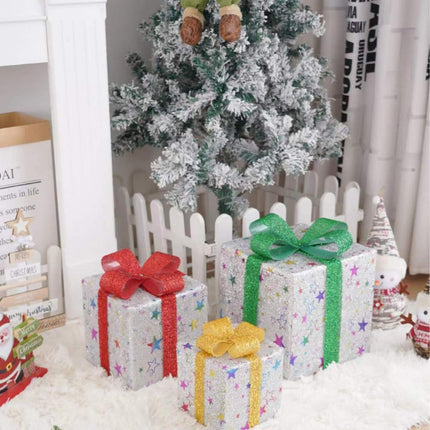 Outdoor Christmas Decorations Lighted Boxes - Warm LED Holiday Yard Set