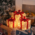 Outdoor Christmas Decorations Lighted Boxes - Warm LED Holiday Yard Set