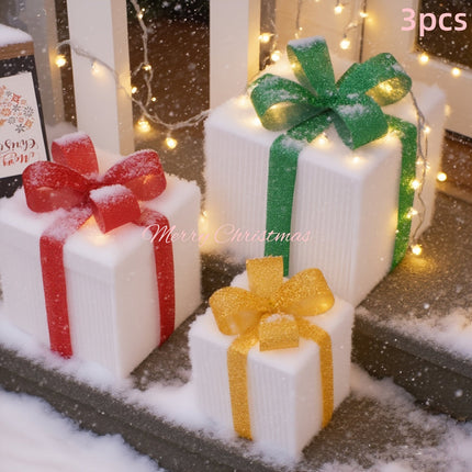 Outdoor Christmas Decorations Lighted Boxes - Warm LED Holiday Yard Set
