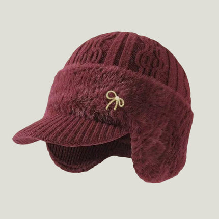 Trapper Hat - Ear Flaps, Fleece Lined, Baseball Visor, Winter Knit Cap