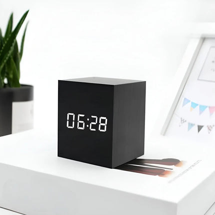 Mini LED Alarm Clock - Digital Display, Temperature, Adjustable Glow