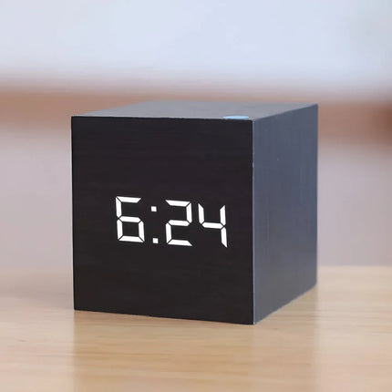 Mini LED Alarm Clock - Digital Display, Temperature, Adjustable Glow