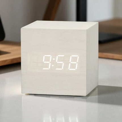 Mini LED Alarm Clock - Digital Display, Temperature, Adjustable Glow