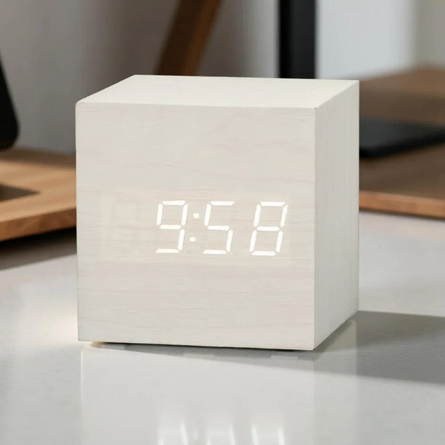 Mini LED Alarm Clock - Digital Display, Temperature, Adjustable Glow