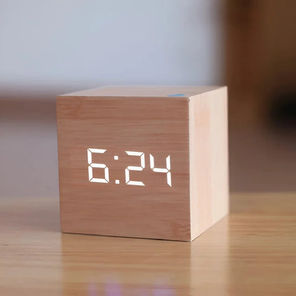 Mini LED Alarm Clock - Digital Display, Temperature, Adjustable Glow