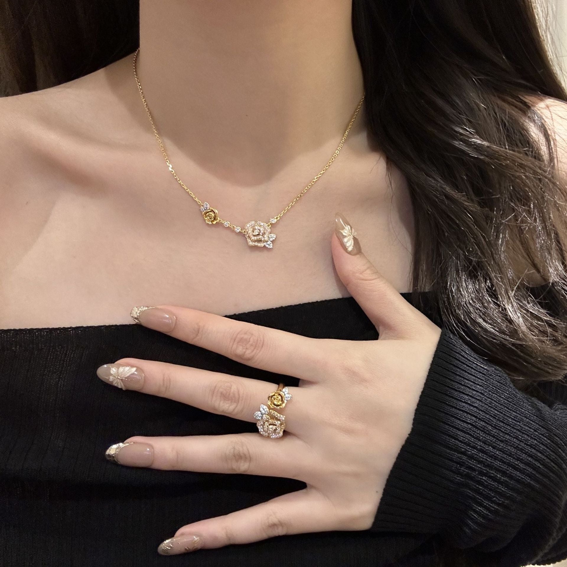 Felicity Yellow Rose Bracelet, Necklace & Cuff Ring