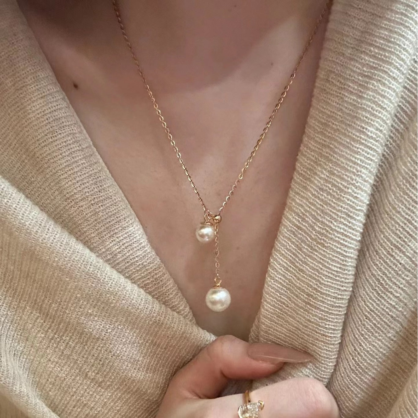 Double Pearl Necklace