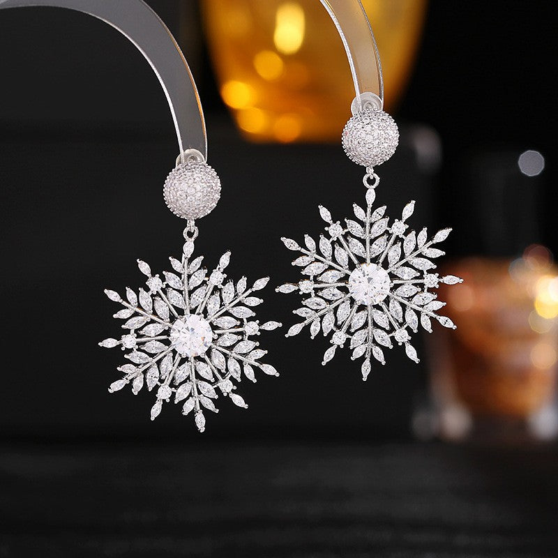 Snowflake Colored Zircon Pedant Earrings