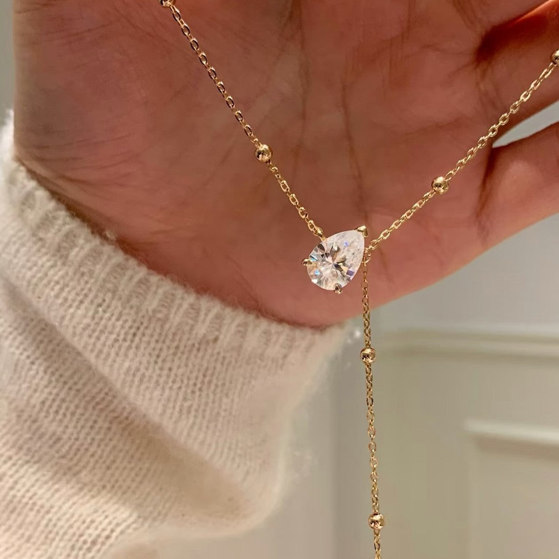 Tidal Teardrop Diamond Necklace