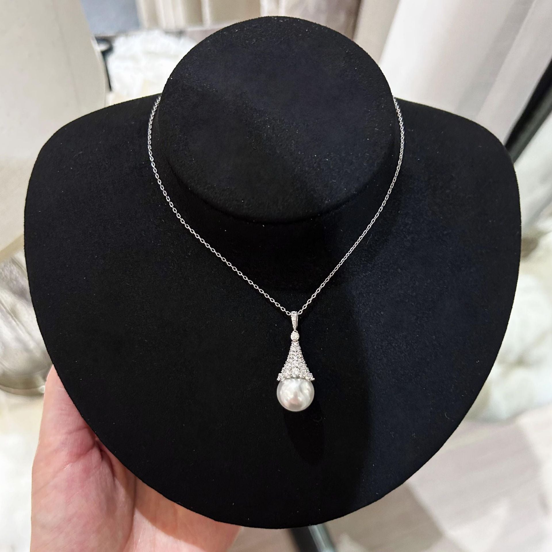 Christmas Silver Crown Pearl Necklace