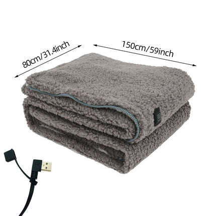 Heated Throw Blanket - USB Powered, 3-Speed Warmth, Sherpa Fleece
