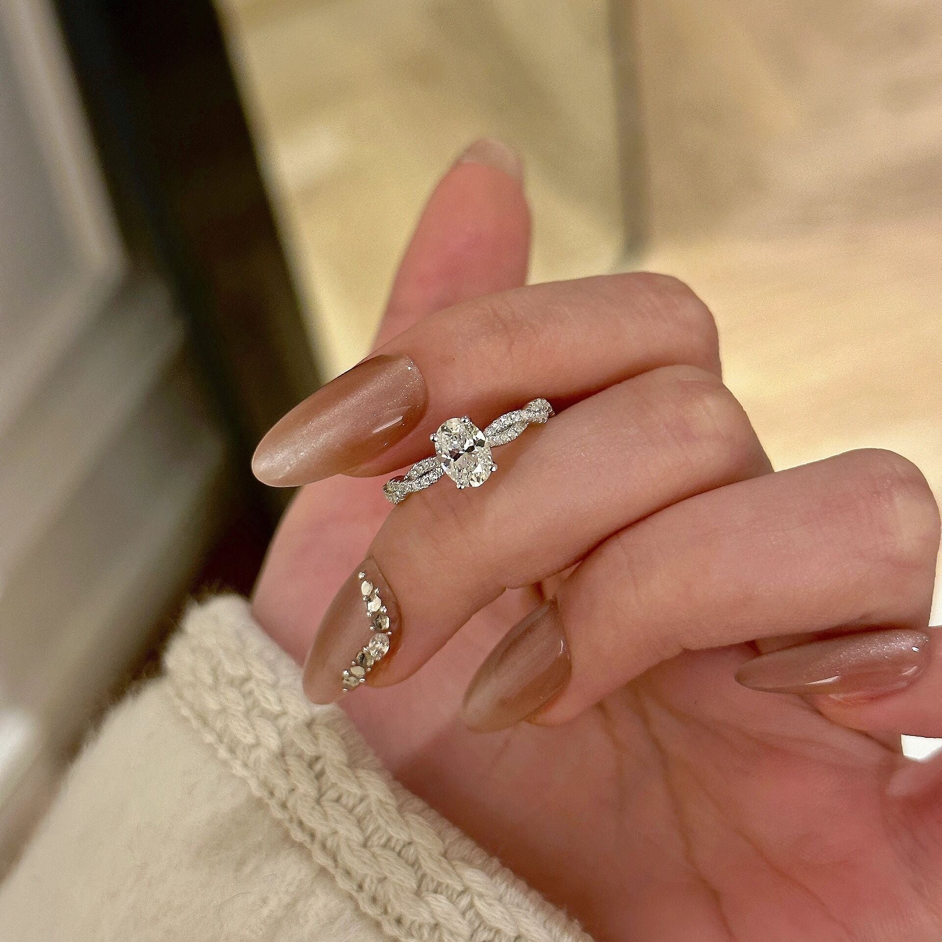 Tidal Twist Band Diamond Ring