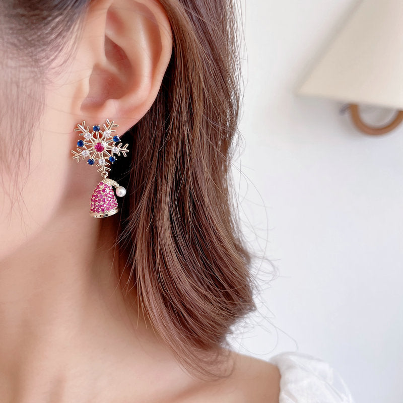 Christmas Set Colored Zircon Pedant Earrings