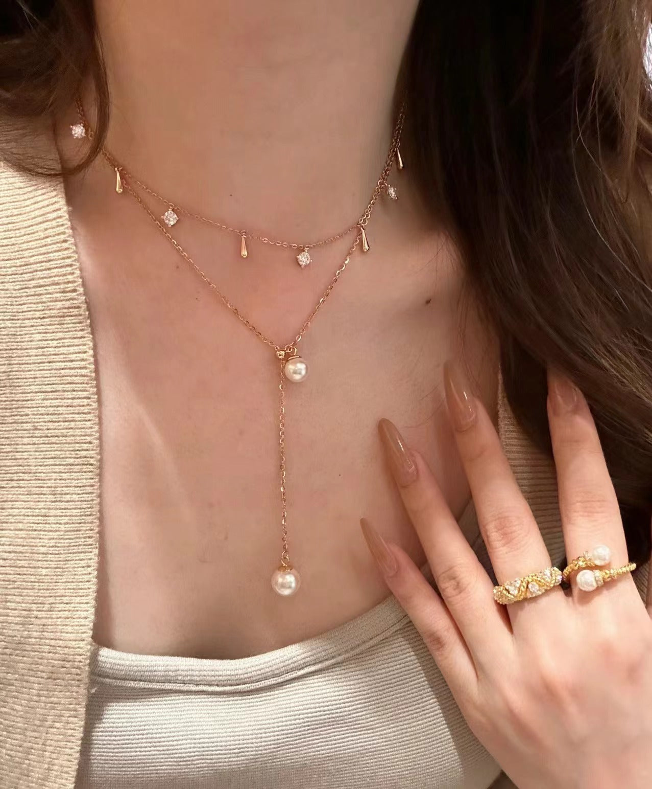 Double Pearl Necklace