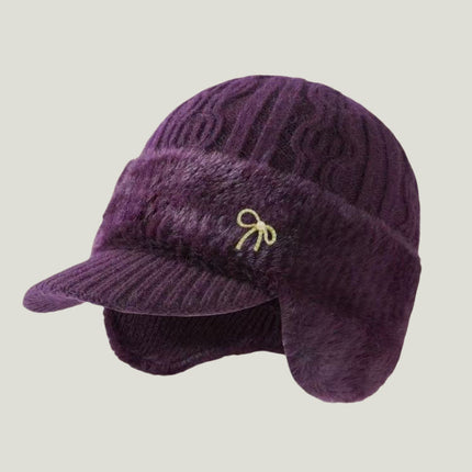 Trapper Hat - Ear Flaps, Fleece Lined, Baseball Visor, Winter Knit Cap