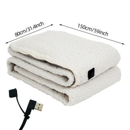 Heated Throw Blanket - USB Powered, 3-Speed Warmth, Sherpa Fleece