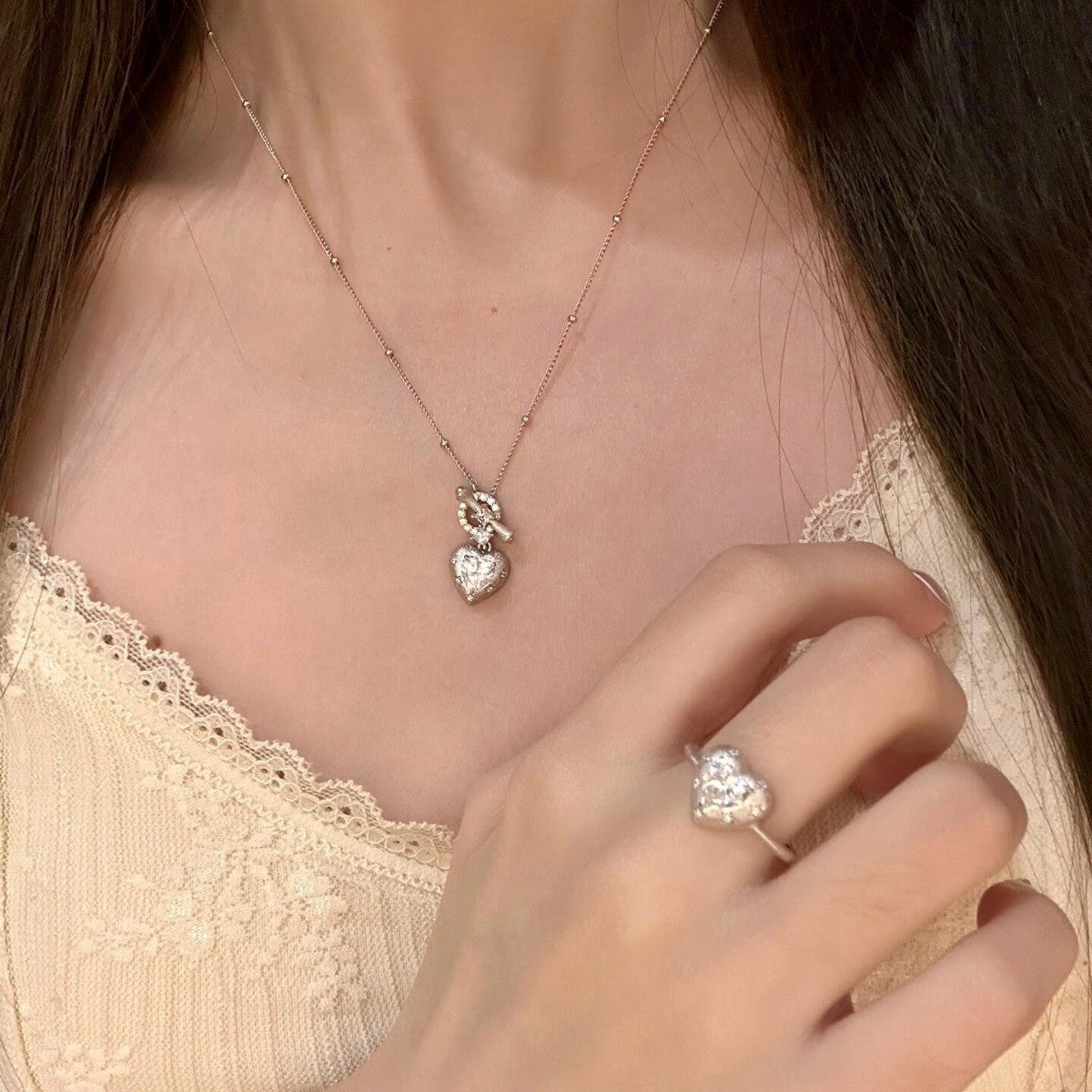 Heart Anchor Necklace & Ring