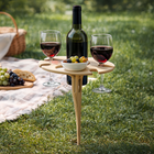 Ground Spike Wine Table - Portable Outdoor Bottle & Glass Holder Set