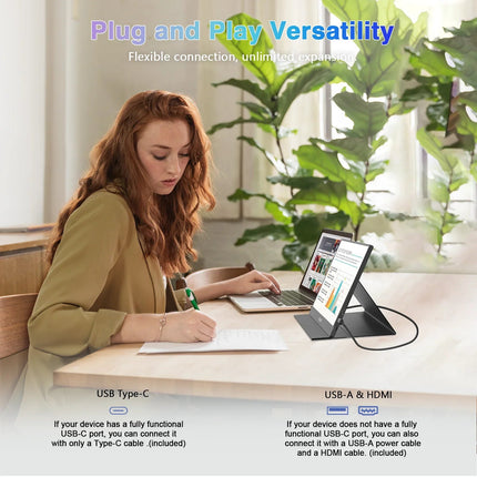 Portable Monitor for Laptop - 14-Inch 1080P, USB-C, HDMI Display, Slim