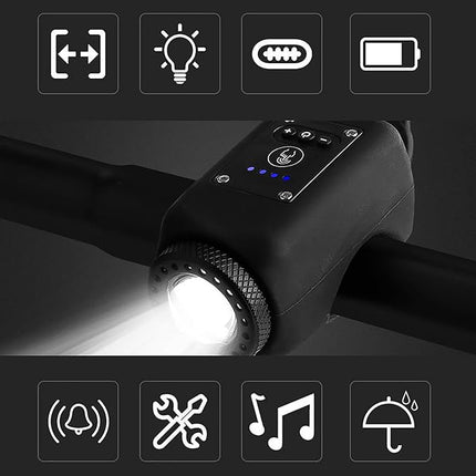 Mountain Bike Electronic Horn - Rechargeable Bike Light and Loud Horn