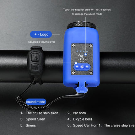 Mountain Bike Electronic Horn - Rechargeable Bike Light and Loud Horn