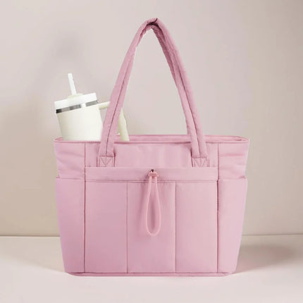 Quilted Puffer Tote Bag - Laptop Sleeve, Cup Holder, Work Trolley Sleeve