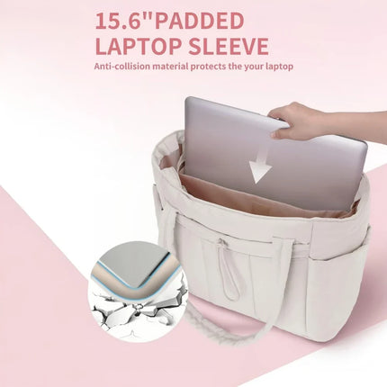 Quilted Puffer Tote Bag - Laptop Sleeve, Cup Holder, Work Trolley Sleeve