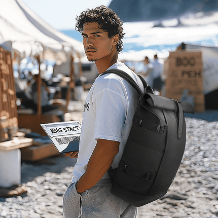 Expandable Rolltop Backpack - Waterproof, 17-Inch Laptop Fit, Anti-Theft