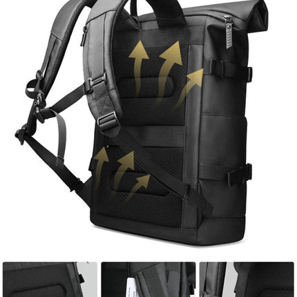 Expandable Rolltop Backpack - Waterproof, 17-Inch Laptop Fit, Anti-Theft