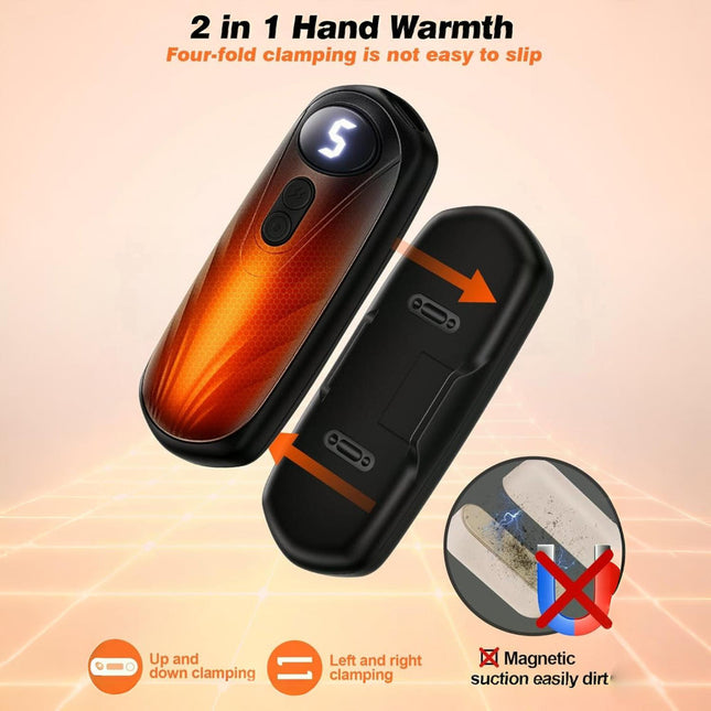 Rechargeable Hand Warmers - 2-in-1 Design, Adjustable Heat Levels