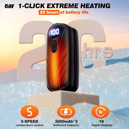Rechargeable Hand Warmers - 2-in-1 Design, Adjustable Heat Levels