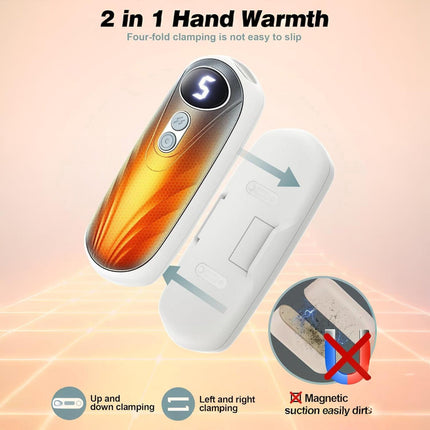 Rechargeable Hand Warmers - 2-in-1 Design, Adjustable Heat Levels