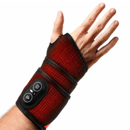 Red Light Wrist Massager - Adjustable Heat, Vibration, Cordless Glow