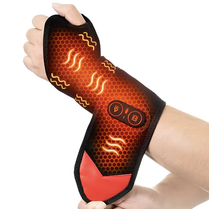 Red Light Wrist Massager - Adjustable Heat, Vibration, Cordless Glow