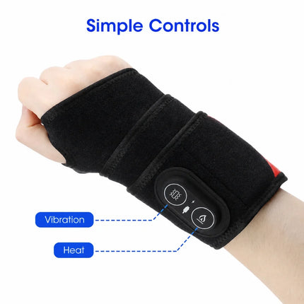 Red Light Wrist Massager - Adjustable Heat, Vibration, Cordless Glow