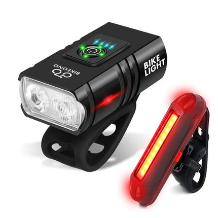 LED Bike Light - USB Rechargeable Front Headlight and Rear Tail Light