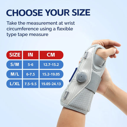 Knob-Adjustable Wrist Support Brace - 6-Point Splint with Comfort Sleeves