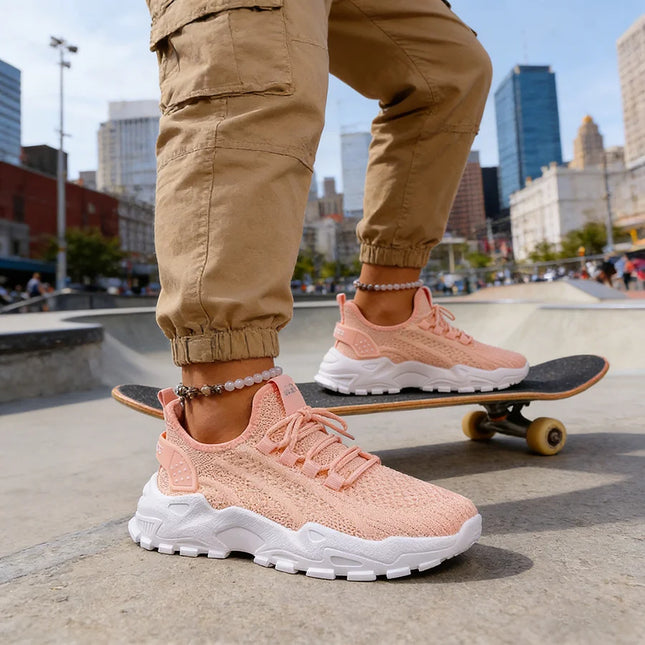 Women's Ergonomic Knitted Mesh Sneakers - Arch Support Cushioned Comfort