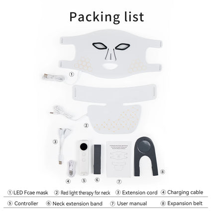 3-Color LED Light Face & Neck Mask - 4-in-1 Silicone Photon Therapy