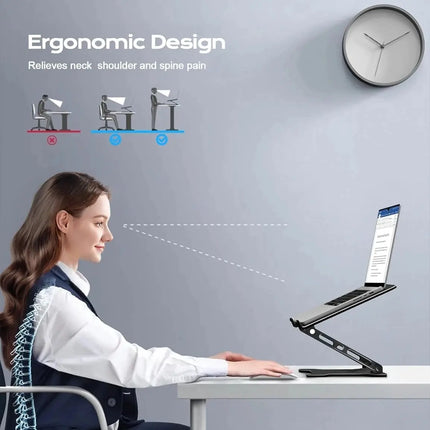 Adjustable Laptop Stand - Foldable Aluminum Riser for Laptop, Tablet