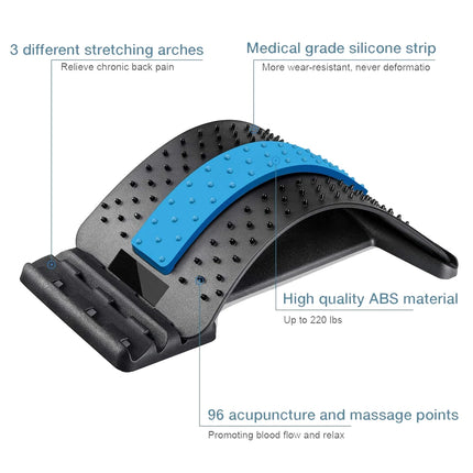 Multi-Level Lumbar Stretcher & Back Massager Cushion - Posture Support Board