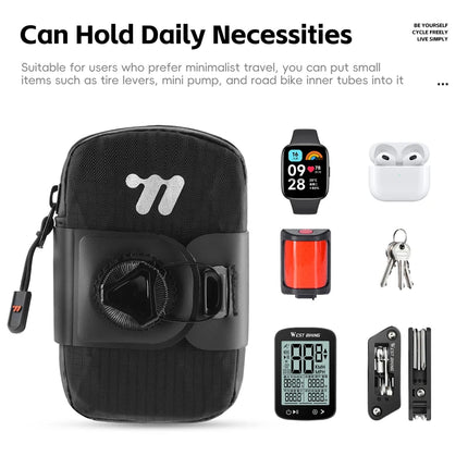 Mini Bike Saddle Bag - Self-Locking Seat Bag for Tools, MTB, Road Bike