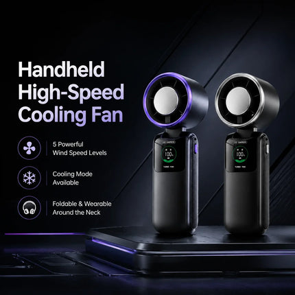 Foldable Hands-Free Neck Fan - 5-Speed Rechargeable Wearable Cooling Fan