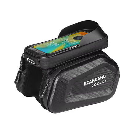 Bike Top Tube Phone Bag - Rainproof Touchscreen Frame Bag for MTB, Road