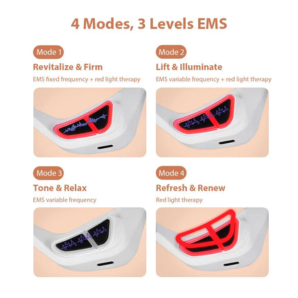 Hands-Free EMS & Red Light 3D Eye Massager - 4 Modes, 3 EMS Intensities