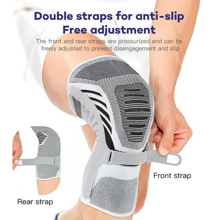 Double Strap Knee Brace - 1-Piece Silicone Patella Cushion Wrap