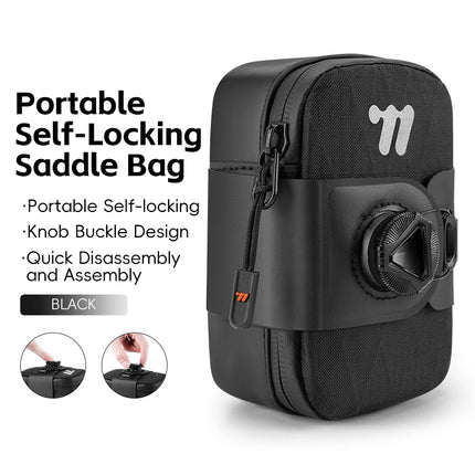 Mini Bike Saddle Bag - Self-Locking Seat Bag for Tools, MTB, Road Bike
