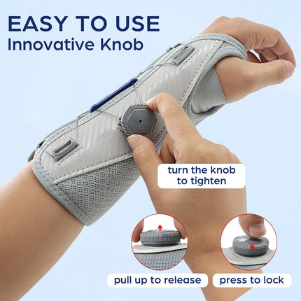 Knob-Adjustable Wrist Support Brace - 6-Point Splint with Comfort Sleeves