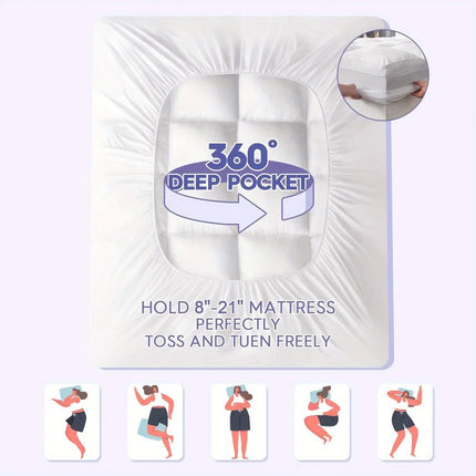 Bamboo Mattress Topper - Cooling, Pillow Top, Deep Pocket Comfort Layer